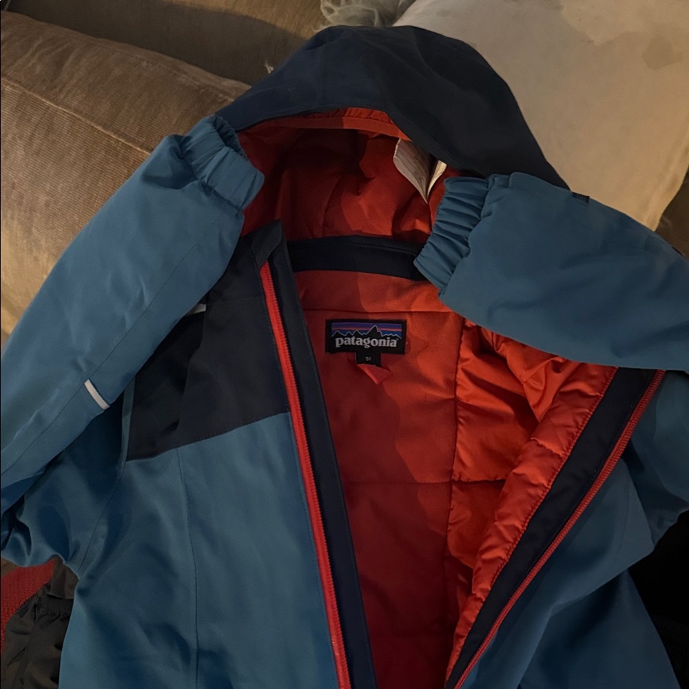 Patagonia Two-Tone Blue Performance kids snow one piece suit